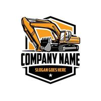 Heavy machine excavator company emblem badge logo isolated. Ready made logo template set. Best for excavating and construction related industry vector