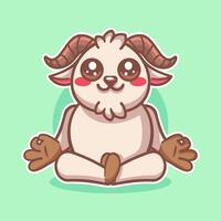 calm goat animal character mascot with yoga meditation pose isolated cartoon vector