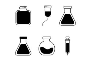 Chemistry Lab Equipment Icons for Scientific Research Use vector