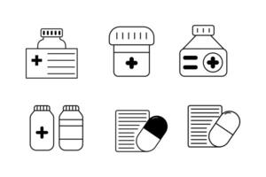 Pharmaceutical Containers and Medical Supplies Icons vector