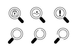 Magnifying Glass Set Icon Templates for Search and Analysis vector