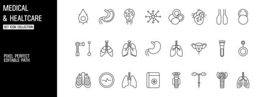 Emergency Medical Kits and Equipment Icon Set for Healthcare vector