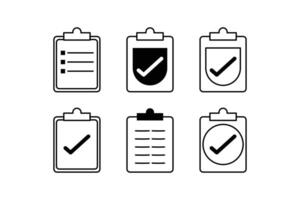 exhaustivo papel Lista de Verificación conjunto de íconos plantillas para eficiente planificación vector