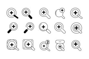 Magnifying Glass Set Icon Templates for Search and Analysis vector