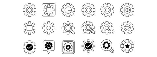 Setting Versatile Gear Set Icon Templates for Mechanical and Emotional Concepts vector