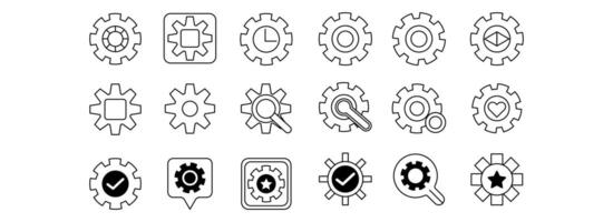 ajuste versátil engranaje conjunto icono plantillas para mecánico y emocional conceptos vector