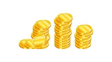 Gold coins in 3d style realistic illustration. Coins stacked in columns. Banner design for bank and financial sector. vector