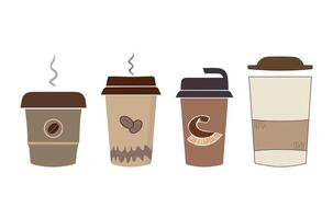 café taza icono colocar, un colección de bebida símbolos vector