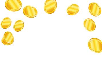 Gold coins in 3d style realistic illustration. Falling from above. Banner design for bank and financial sector. vector