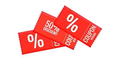 Discount coupon voucher in 3d style sale. vector