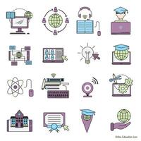 conjunto de iconos de educación en línea vector