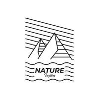 mountain line art logo minimalist design template vector