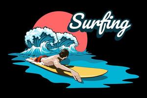 surfing beach illustration design vector