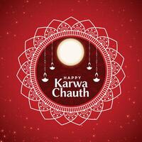 ethnic style happy karwa chauth festival card design vector