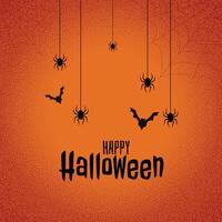 happy halloween festival background with bats and spider vector