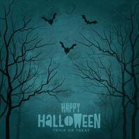 scary trees with flying bats halloween design vector