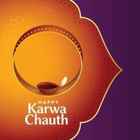 decorative indian happy karwa chauth festival card design vector