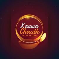 karwa chauth festival tarjeta con diya decoración diseño vector