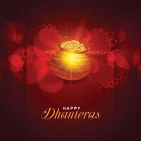 happy dhanteras festival greeting card beautiful design background vector