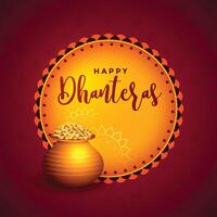 beautiful happy dhanteras festival card greeting background vector