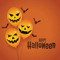halloween balloon with scary faces and bats background vector