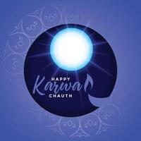 full moon karwa chauth festival card design background vector