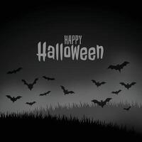 happy halloween night scary scene with flying bats vector