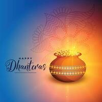 happy dhanteras festival greeting card beautiful design vector