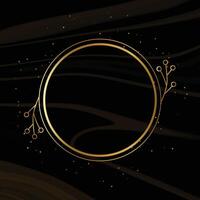 golden ornamental empty frame on black marble background vector