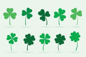 set of ten clover leaves in flat style vector