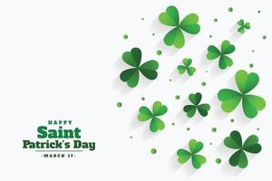 happy st patricks day clover green leaves background vector