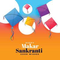 kite festival makar sankranti wishes background design vector