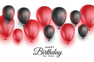 rojo y negro globos para contento cumpleaños celebracion vector