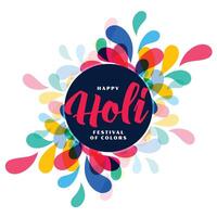 happy holi colors splash festival background design vector