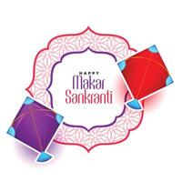 happy makar sankranti festival of kite background design vector