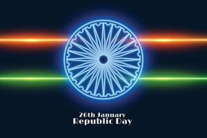 indio república día antecedentes en neón estilo vector
