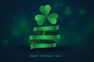 green clover leaf with ribbon st patricks background vector