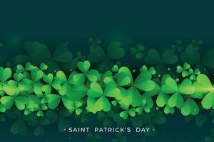 st. patricks day green clover leaves background design vector