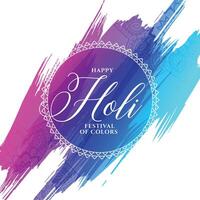 happy holi colorful brush stroke background design vector