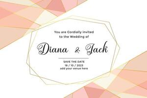 abstract geometric wedding card with pastel colors vector