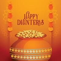 contento Dhanteras indio festival tarjeta hermosa antecedentes vector