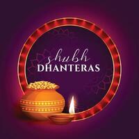 shubh Dhanteras festival tarjeta decorativo antecedentes diseño vector