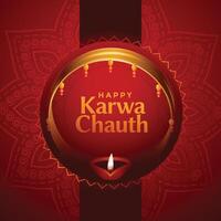 ethnic indian karwa chauth festival card design background vector