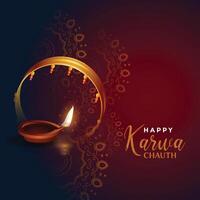 beautiful happy karwa chaith wishes greeting design vector