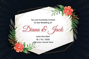 attractive wedding card design with flower decoration vector