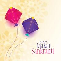 makar sankranti festival with two kite background vector