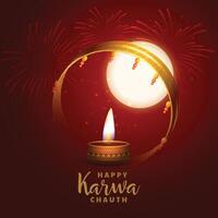 hindu festival of karwa chauth realistic background design vector