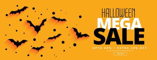 flat style halloween mega sale yellow banner vector