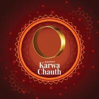 awesome karwa chauth festival card decorative design vector