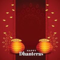 hindú Dhanteras festival tarjeta diseño con texto espacio vector